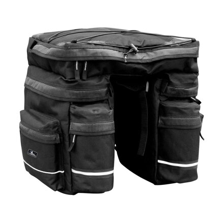LONGUS Bag TRIPLE on carrier 42.5L black + rain cover