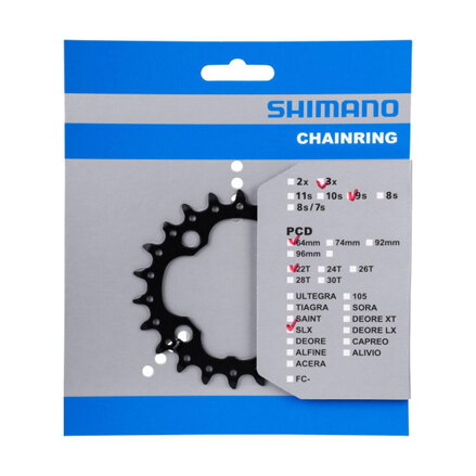 SHIMANO Chainring 22 teeth FC-M660/617 SLX/Deore 10-speed black 64mm