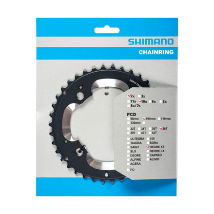 SHIMANO Chainring 38 teeth FC-M785 XT 38/24 teeth black 104mm