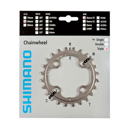 SHIMANO Chainring 24 teeth FC-M780 XT silver 64mm