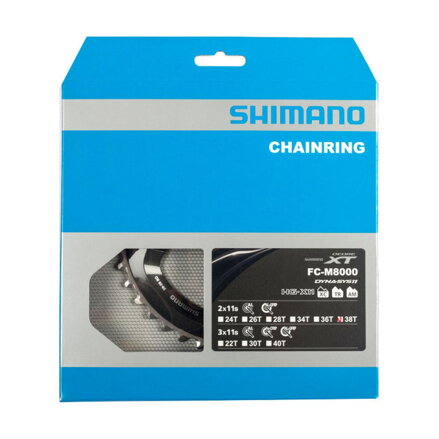 SHIMANO Chainring 38 teeth FC-M8000 XT 38/28 teeth black 96mm