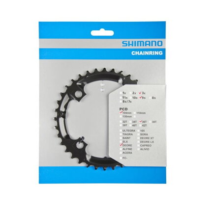 SHIMANO Chainring 36 teeth FC-M590 Deore black 104mm