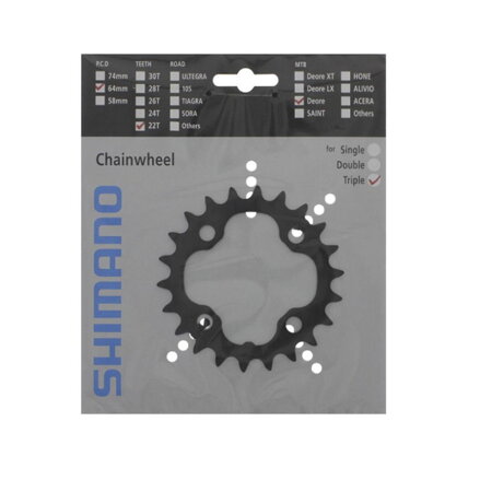 SHIMANO Chainring 22 teeth FC-M590 Deore black 104mm