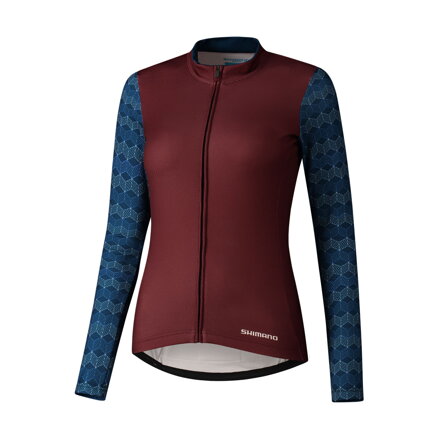 SHIMANO Women's jersey KAEDE PRINTED LONG burgundy/navy