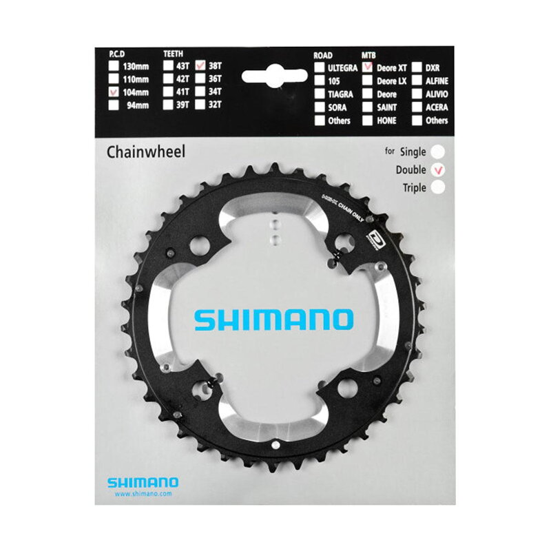 SHIMANO Chainring 38 teeth FC-M785 XT 38/26 teeth black 104mm